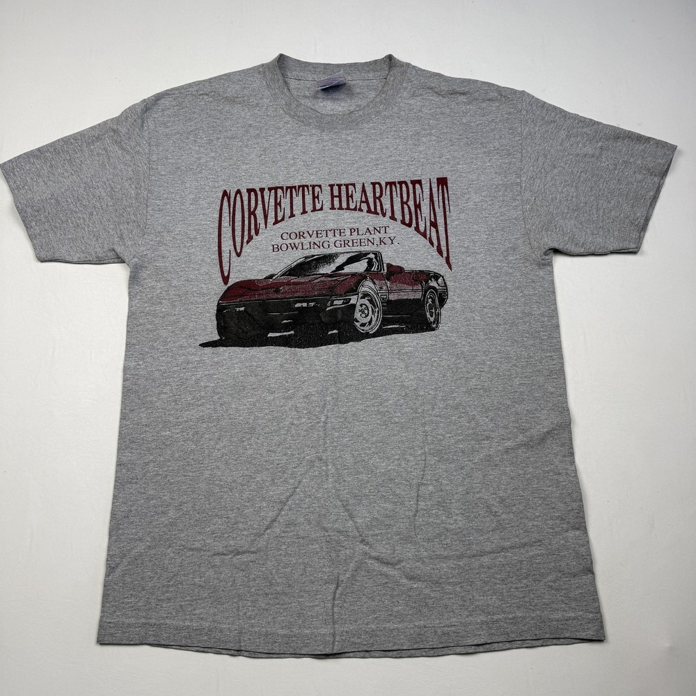 Vintage Murina Corvette Heartbeat Shirt Mens Large Gray Bowling Green KY Tee